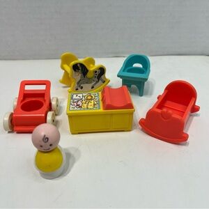 FISHER PRICE LITTLE PEOPLE vintage baby nursery accessories lot